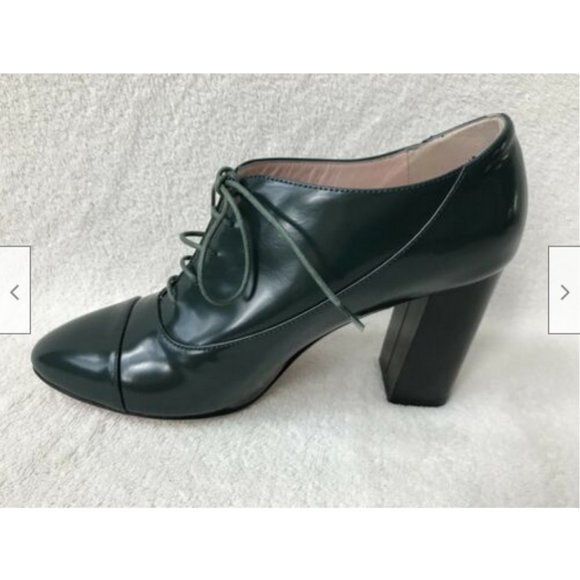 Kate Spade Lace Up Patent Leather Green Shoes 5.5 - Picture 2 of 8